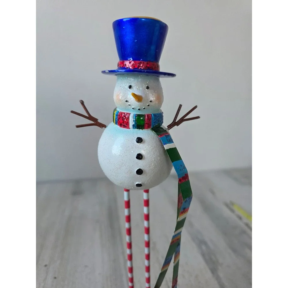Vintage Pacific rim glitter snowman candle holder RARE Xmas decor sparkle‎